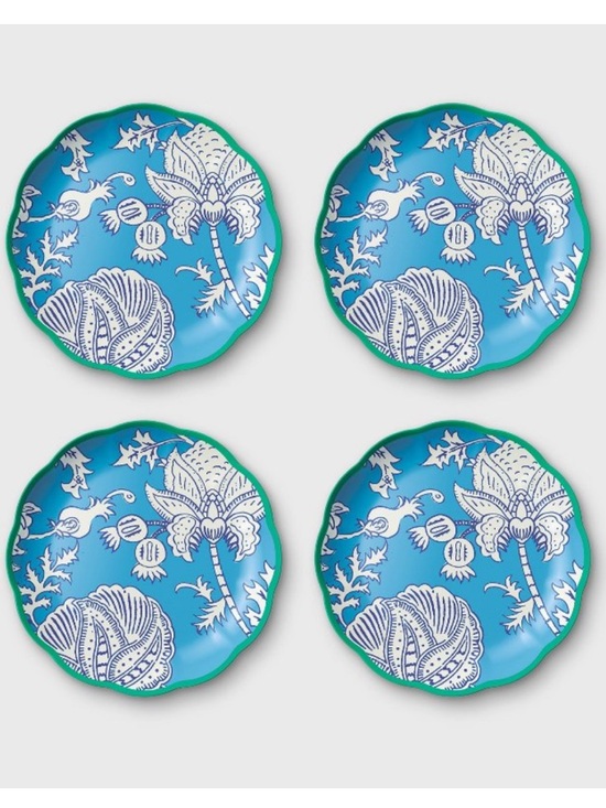 Roller Rabbit Other - ROLLER RABBIT NWT 4pc Floral Vines Melamine Dinner Plates Blue